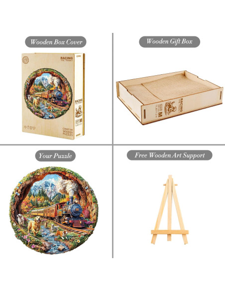 Rompecabezas de Madera KAAYEE 3D Perros y Trenes 100 Piezas