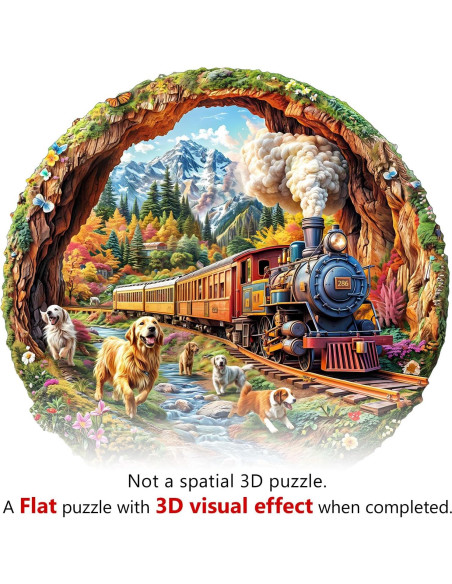 Rompecabezas de Madera KAAYEE 3D Perros y Trenes 100 Piezas