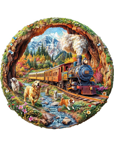 Rompecabezas de Madera KAAYEE 3D Perros y Trenes 100 Piezas