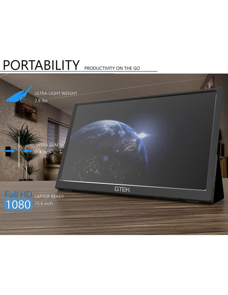 Monitor Portátil GTEK 15.8" IPS Full HD 1920x1080 con Altavoz Monitor Portátil GTEK 15.8" IPS Full HD 1920x1080 con Altavoz