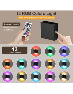 Apliques de Pared LED Recargables Lightess Set de 2 Negro 2