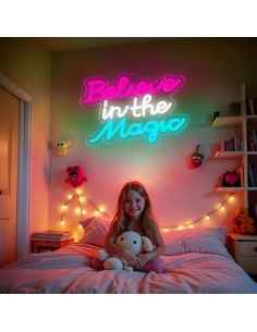Letrero de Neón LED Cree en la Magia 24x34 cm AOOWSDX 2