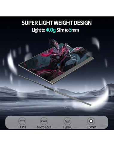 Monitor Portátil StarXnDa 14" 2560x1600p 144Hz USB-C HDMI