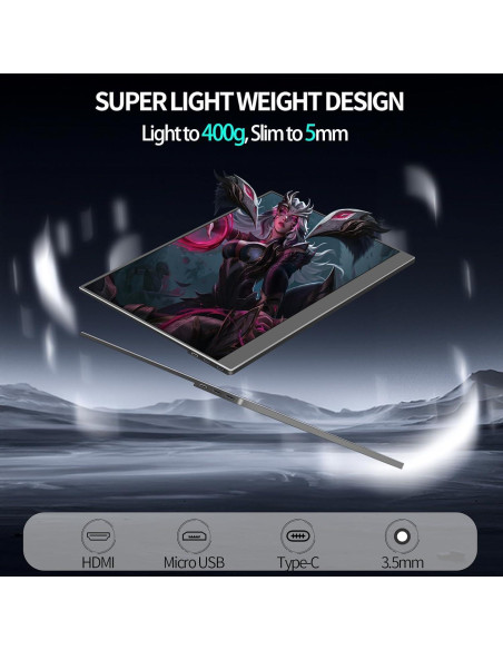 Monitor Portátil StarXnDa 14" 2560x1600p 144Hz USB-C HDMI Monitor Portátil StarXnDa 14" 2560x1600p 144Hz USB-C HDMI