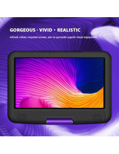 Reproductor de DVD Portátil ieGeek IK-902 9.5" para Niños - Púrpura 2