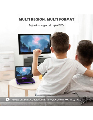 Reproductor de DVD Portátil ieGeek IK-902 9.5" para Niños - Púrpura