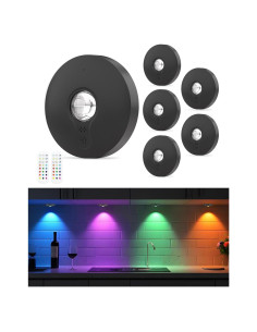 Luces Puck RGB Recargables Aokpsrt 6 Pcs con Control Remoto
