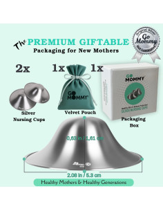 Copas de Lactancia de Plata Go Mommy X-Large - Protectores de Pezón 2