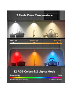 Luces Puck RGB Recargables Aokpsrt 6 Pcs con Control Remoto 2