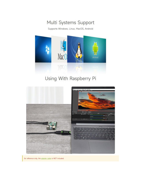 Captura de Video HDMI a USB Waveshare 4K 1080P para Streaming