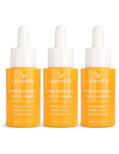 Suero Facial de Vitamina C Lanmeri 3pack 15% Antienvejecimiento