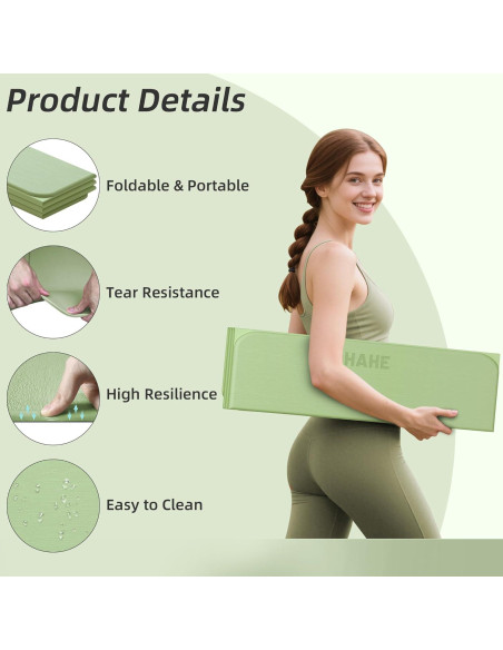 Colchoneta de Yoga Plegable HAHE Verde 188x81cm Antideslizante