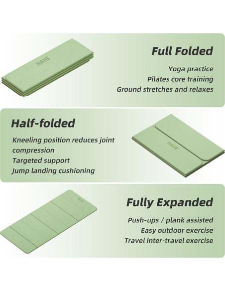 Colchoneta de Yoga Plegable HAHE Verde 188x81cm Antideslizante