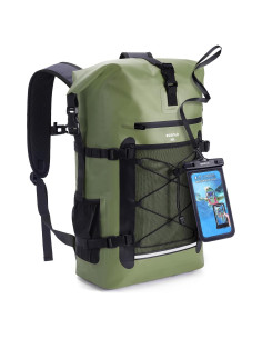 Mochila Impermeable ECOHUB 30L Roll-Top Verde con Funda IPX8