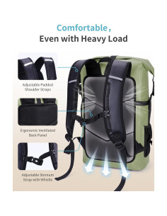 Mochila Impermeable ECOHUB 30L Roll-Top Verde con Funda IPX8 2