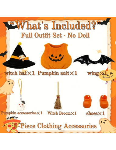 Disfraz de Bruja de Halloween GUYUE para Muñeco 17cm 6 Piezas