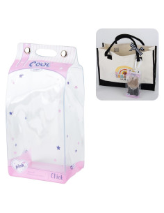 Funda Protectora Colgante Rosa PVC para Muñecas Labubu 21.96x16cm