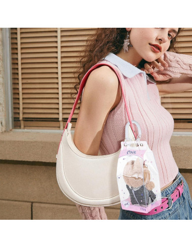 Funda Protectora Colgante Rosa PVC para Muñecas Labubu 21.96x16cm