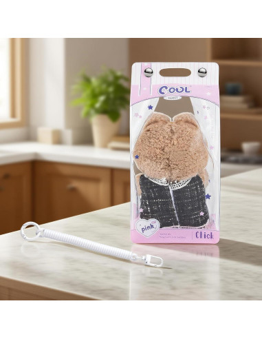 Funda Protectora Colgante Rosa PVC para Muñecas Labubu 21.96x16cm