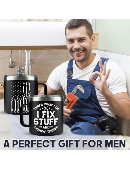 Taza de Acero Inoxidable VIWIS 14 Oz para Hombres - Regalos Día del Padre