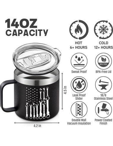 Taza de Acero Inoxidable VIWIS 14 Oz para Hombres - Regalos Día del Padre