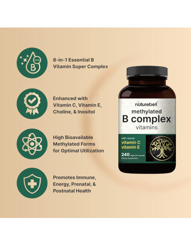 Vitaminas B Complejo Metiladas NatureBell 240 Cápsulas Veg.