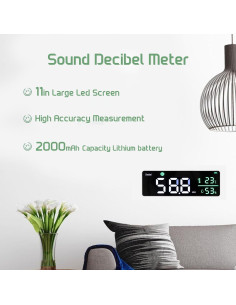 Medidor de Decibelios 3 en 1 Gugxiom con Pantalla LED 11" 2