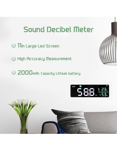 Medidor de Decibelios 3 en 1 Gugxiom con Pantalla LED 11"