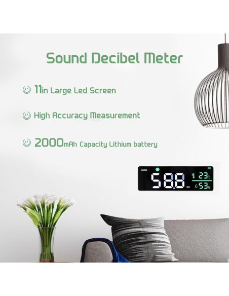Medidor de Decibelios 3 en 1 Gugxiom con Pantalla LED 11"