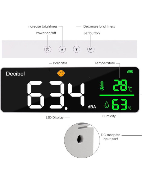 Medidor de Decibelios 3 en 1 Gugxiom con Pantalla LED 11"
