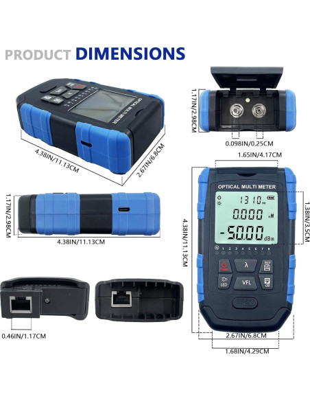 Probador de Cable de Fibra Óptica 5-en-1 Groword - Medidor Portátil