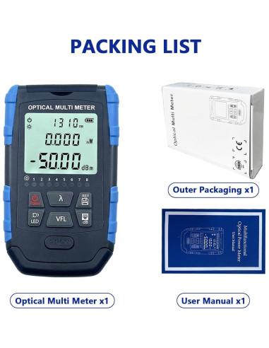 Probador de Cable de Fibra Óptica 5-en-1 Groword - Medidor Portátil