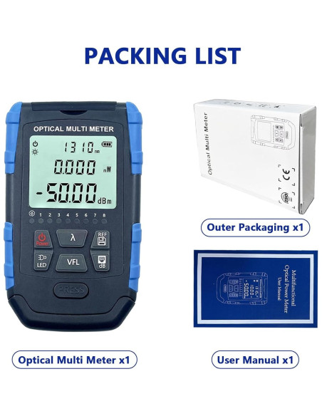 Probador de Cable de Fibra Óptica 5-en-1 Groword - Medidor Portátil
