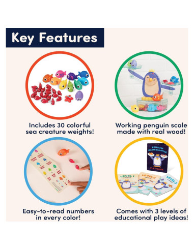 Balanza Matemática Pingüino Battat - Juguete Educativo 38 Pzs