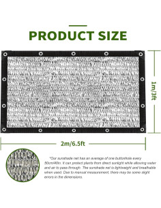 Tela de Sombra 80% UV BXAEYIPOR 0.91x1.98m Plata 2