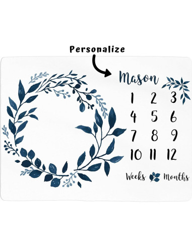 Manta de Hitos para Bebés ELLO HOME 96.5x71.1cm Floral Personalizada