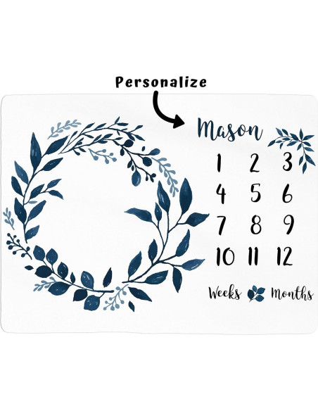 Manta de Hitos para Bebés ELLO HOME 96.5x71.1cm Floral Personalizada