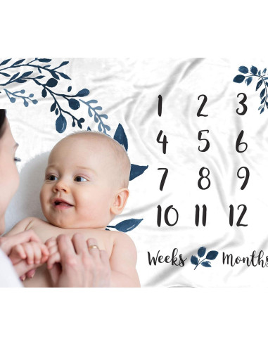 Manta de Hitos para Bebés ELLO HOME 96.5x71.1cm Floral Personalizada