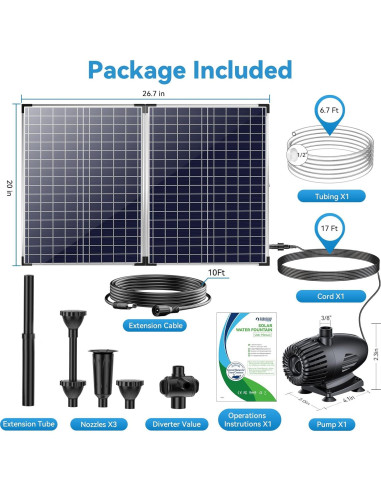 Bomba de Agua Solar POPOSOAP 70W con Protección y 580GPH