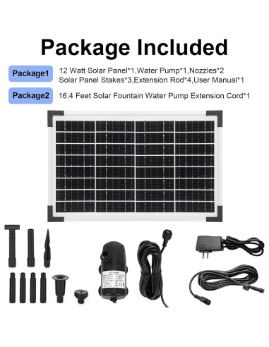 Bomba de Agua Solar ECO-WORTHY 12W 196 GPH para Estanque