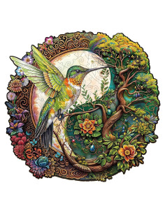 Rompecabezas de Madera Jigfoxy Colibrí Yin Yang 100 Piezas