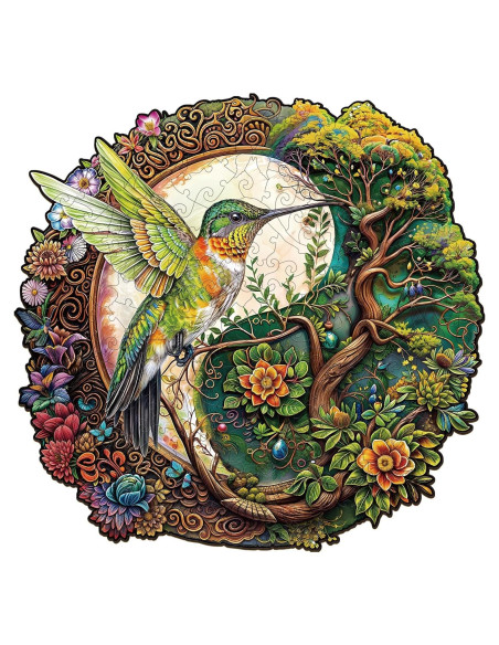 Rompecabezas de Madera Jigfoxy Colibrí Yin Yang 100 Piezas