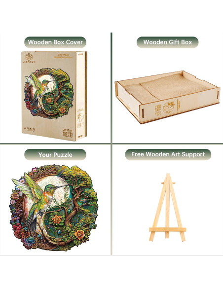 Rompecabezas de Madera Jigfoxy Colibrí Yin Yang 100 Piezas