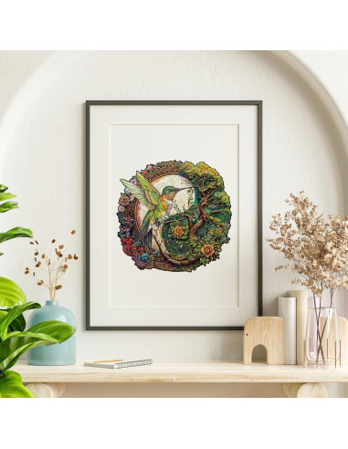 Rompecabezas de Madera Jigfoxy Colibrí Yin Yang 100 Piezas