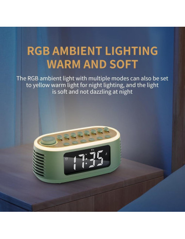 Altavoz Bluetooth CYBORIS T203 con Reloj Despertador y Luz RGB