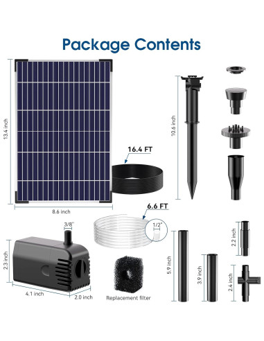 Bomba de Agua Solar Antfraer 12W 605L/h Ajustable para Jardín