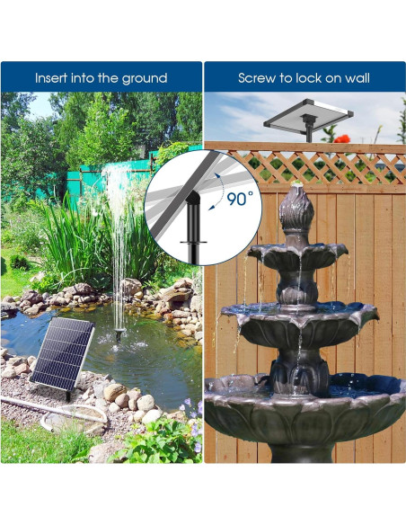 Bomba de Agua Solar Antfraer 12W 605L/h Ajustable para Jardín