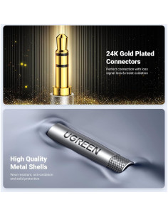Cable de Audio UGREEN 3.5mm Macho a Macho 0.91m Hi-Fi 2