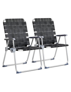 Silla de Patio Plegable VINGLI Aluminio Negro Set de 2