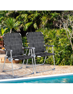 Silla de Patio Plegable VINGLI Aluminio Negro Set de 2 2